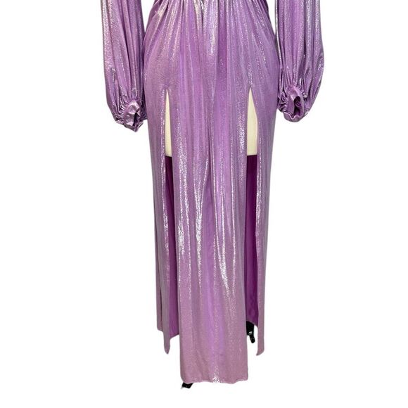 Bronx and Banco Zoe Lavender Shimmer Puff Sleeve Gown| M - Picture 8 of 13